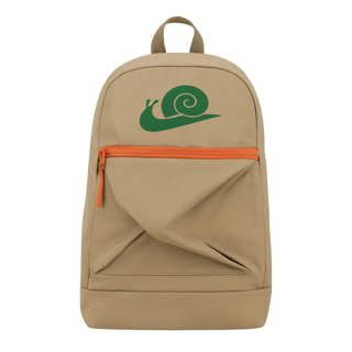 🎒 کوله‌پشتی طرحدار حلزونی کرم + زیپ نارنجی جذاب 🐌✨