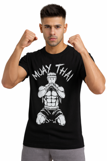 تی‌شرت مشکی رزمی MUAY THAI با چاپ ورزشی جذاب موی تای